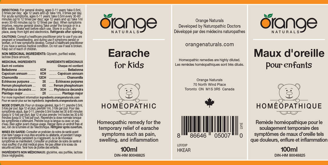 Orange Naturals Earaches (for kids)  Homeopathic Remedy, 100ml