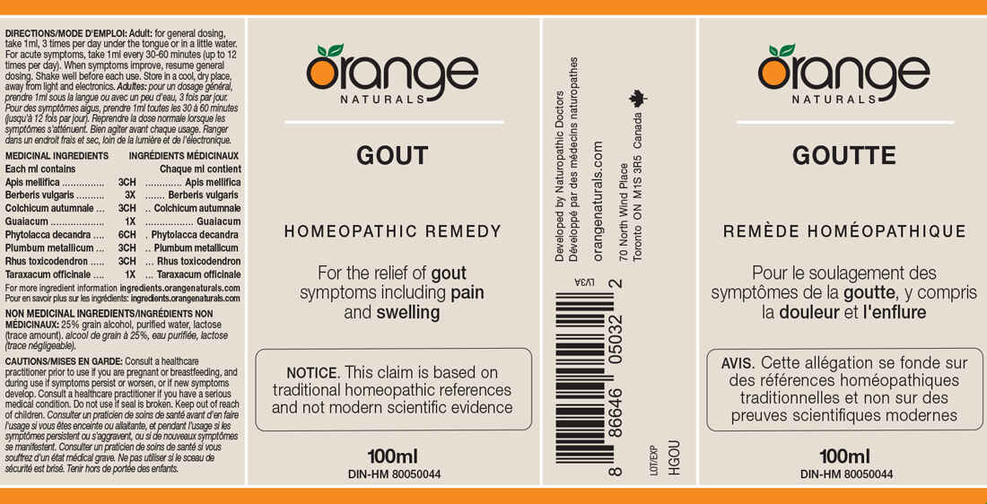 Orange Naturals Gout Homeopathic Remedy, 100ml