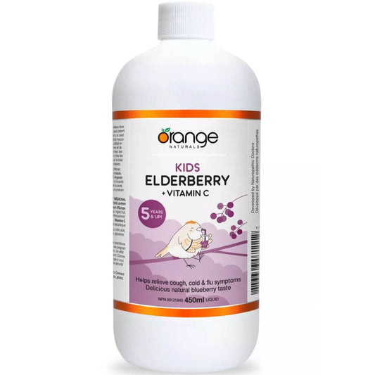 Orange Naturals Kids Elderberry + Vitamin C 50mg - Liquid, 450ml