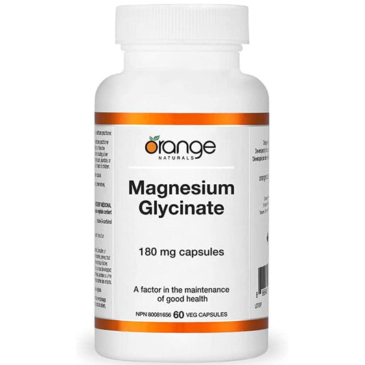 Orange Naturals Magnesium Glycinate 180mg, 60 V-Capsules