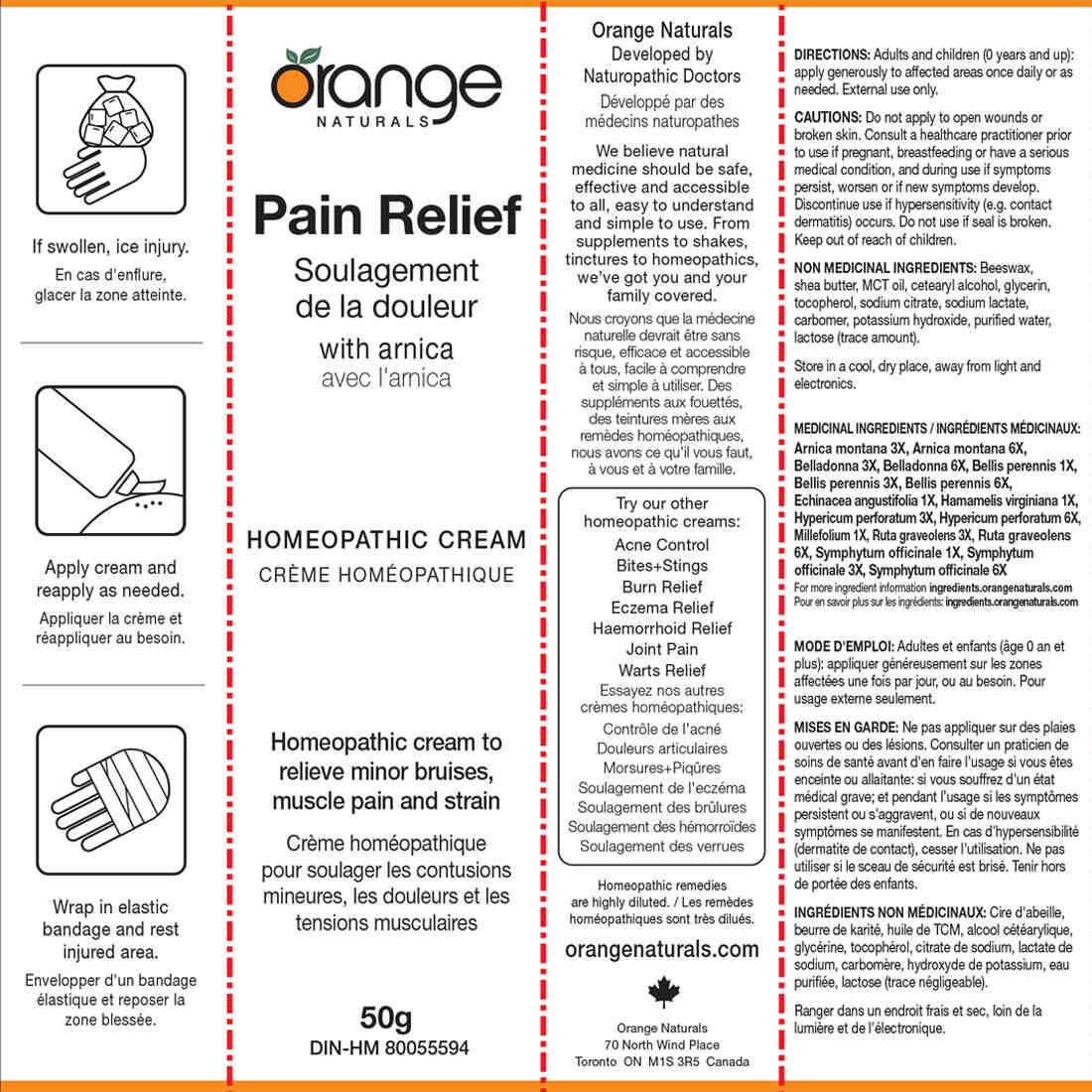 Orange Naturals Pain Relief Homeopathic Cream, 50g