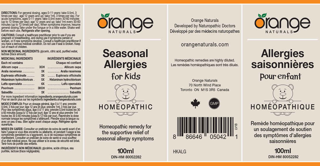 Orange Naturals Seasonal Allergies for Kids Homeopathic Remedy, 100ml