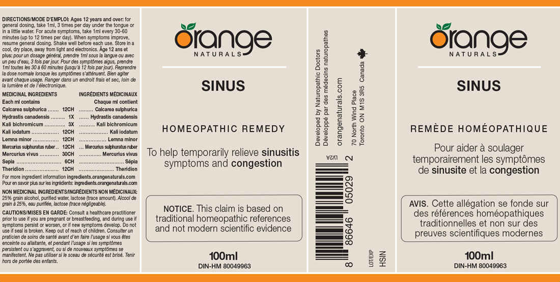 Orange Naturals Sinus Homeopathic Remedy, 100ml
