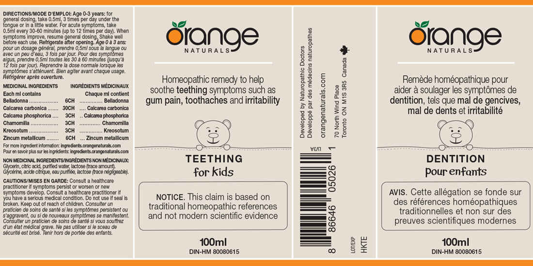 Orange Naturals Teething (For Kids) Homeopathic Remedy, 100ml