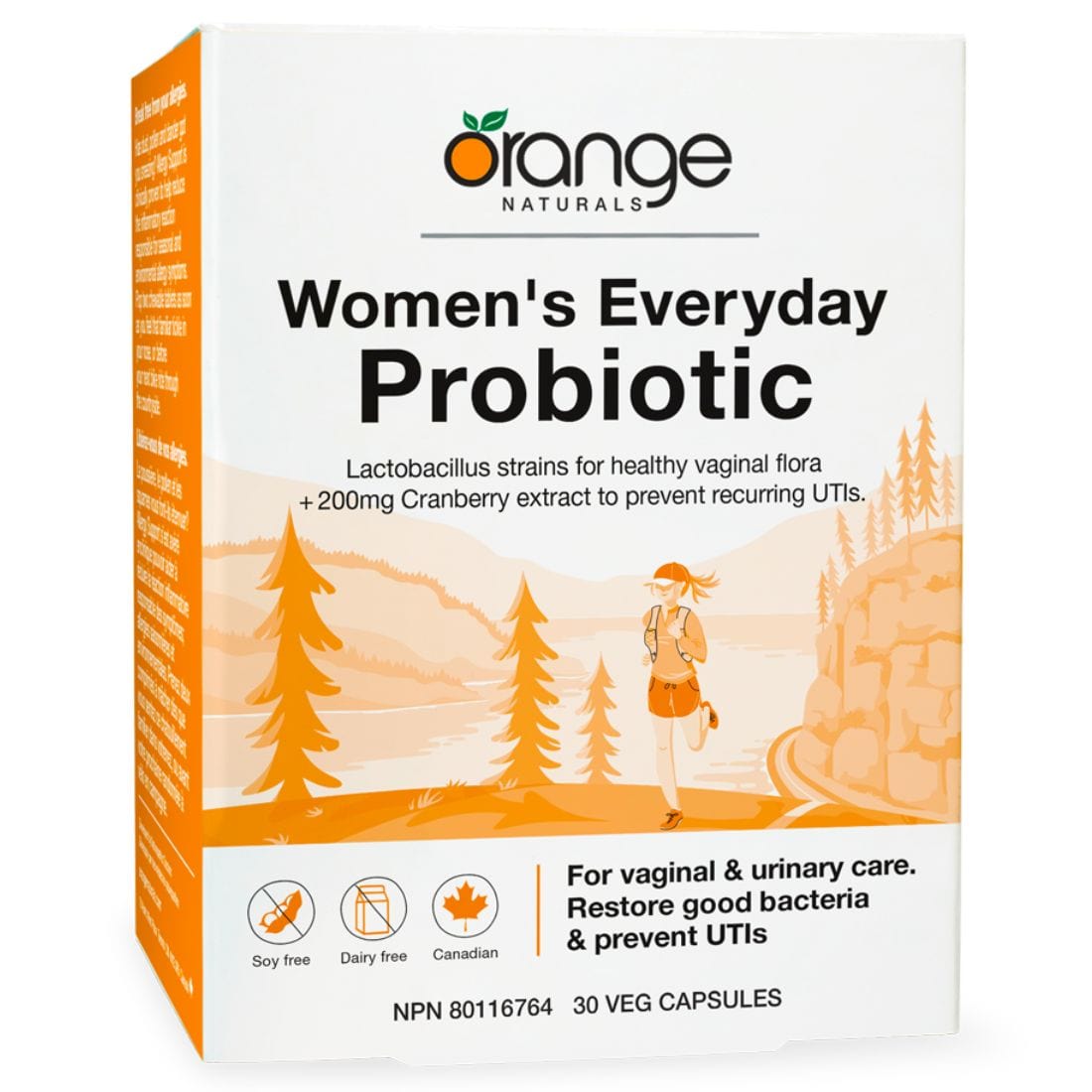 Orange Naturals Women's Everyday Probiotics, UTI Support, 30 Vegetable Capsules