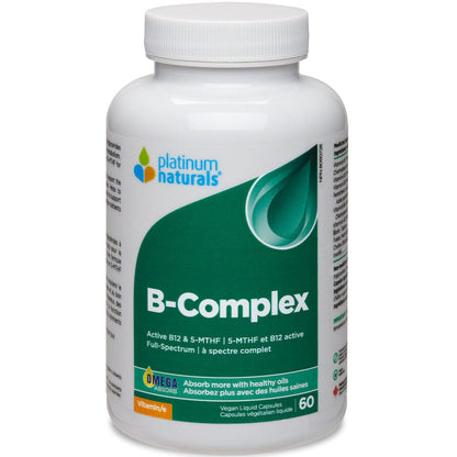 Platinum Naturals B-Complex, Vegan, With Active B12 and 5-MTHF in Liquid MCT Oil Capsules