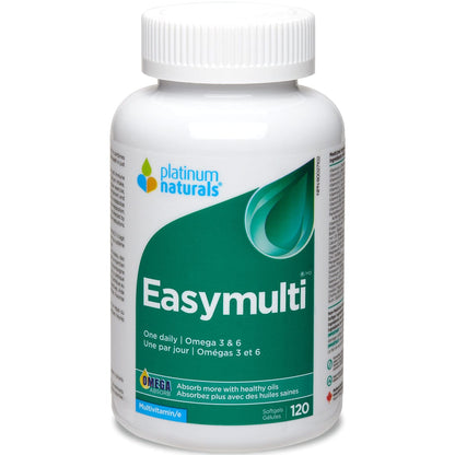 Platinum Naturals EasyMulti Multivitamin, One a Day Multivitamin with Omega 3 and 6, 60-120 Liquid Capsules