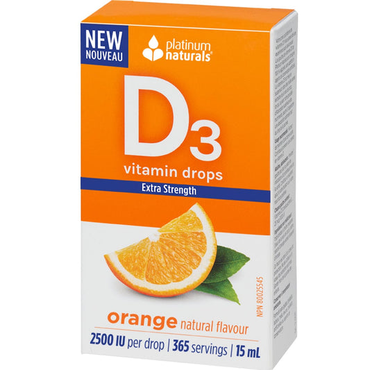 Platinum Naturals Vitamin D3 Drops 2500 IU Extra Strength, 15ml