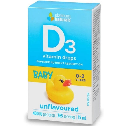 Platinum Vitamin D3 Drops for Babies 400IU (0-2 yrs), 15ml (365 Drops)