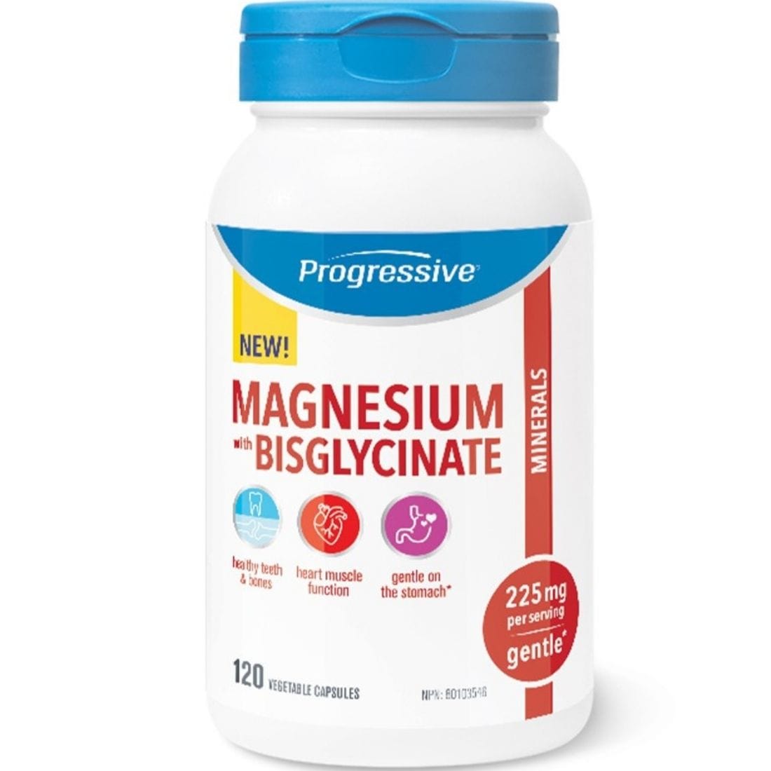 Progressive Magnesium Bisglycinate 225mg, 120 Vegetable Capsules