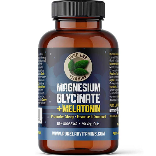 Pure Lab Vitamins Magnesium Glycinate + Melatonin, 90 Capsules