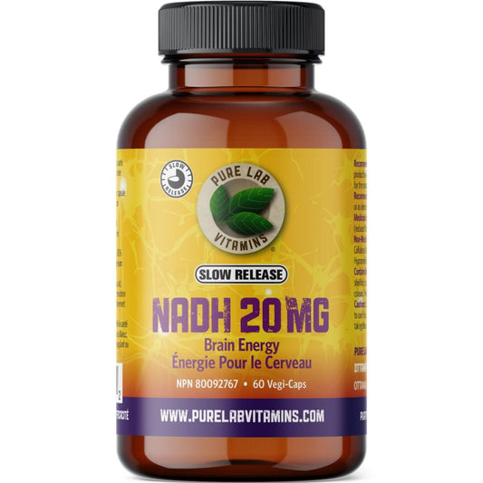 Pure Lab Vitamins NADH 20mg Slow Release Stabilized, 60 Vegi-Caps