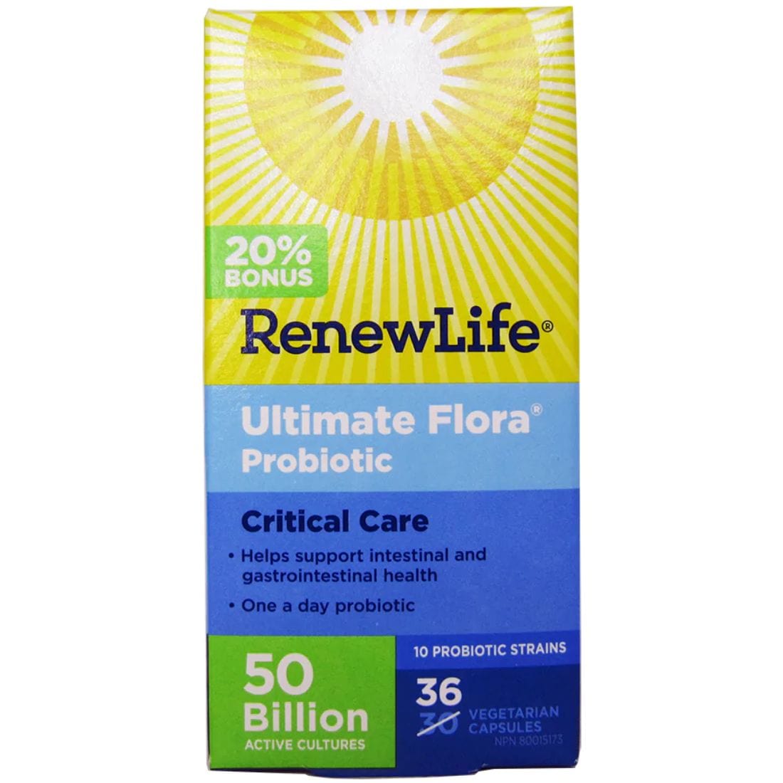 Renew Life Ultimate Flora Extra Care Probiotic 50 Billion Active Cultures, Shelf Stable, (Formerly Flora Critical Care Probiotic)