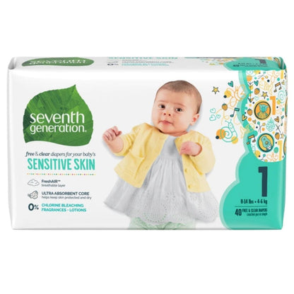Seventh Generation Free & Clear Baby Diapers, Ultra Absorbent, Sizes 1-6, No chlorine bleaching, lotions or fragrances added