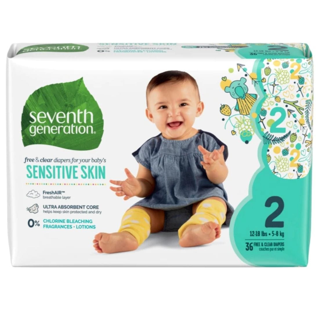 Seventh Generation Free & Clear Baby Diapers, Ultra Absorbent, Sizes 1-6, No chlorine bleaching, lotions or fragrances added