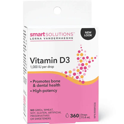 Smart Solutions Vitamin D3 Drops 1000IU, 360 Drops/11.4ml (Formerly Lorna Vanderhaeghe Vitamin D3 Drops)