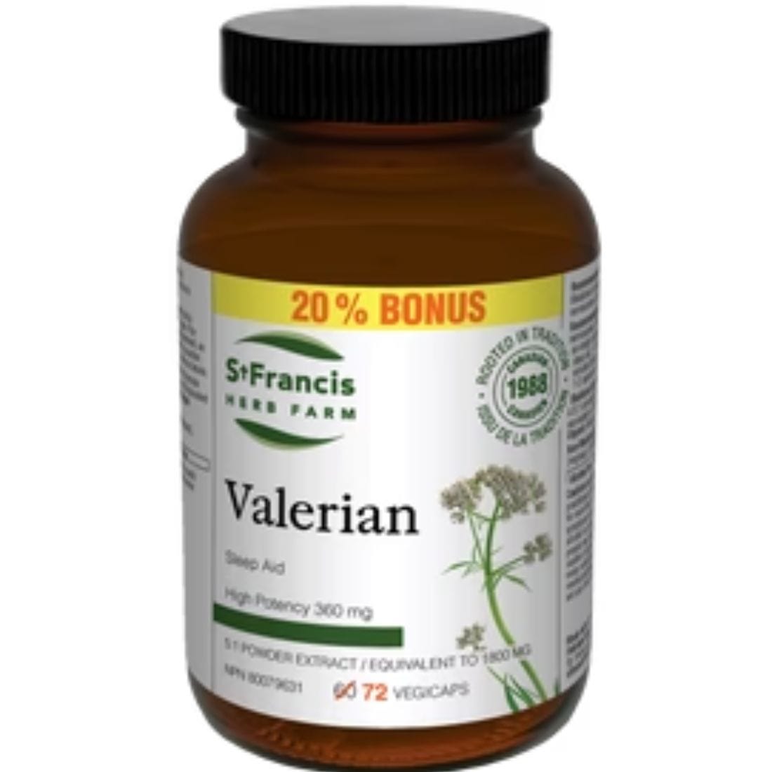 St. Francis Valerian 360mg, High Potency 5:1 Extract, Capsules