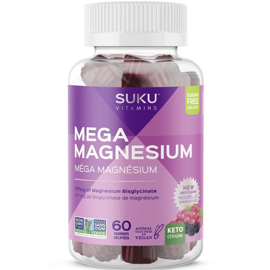Suku Vitamins Mega Magnesium Gummies (Magnesium Bisglycinate 177mg), 60 Gummies