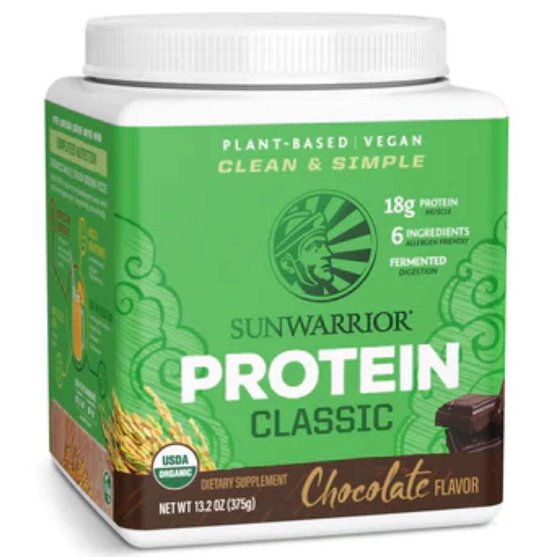Sun Warrior Protein Classic Sprouted Brown Rice Protein, Raw Vegan Fermented Protein