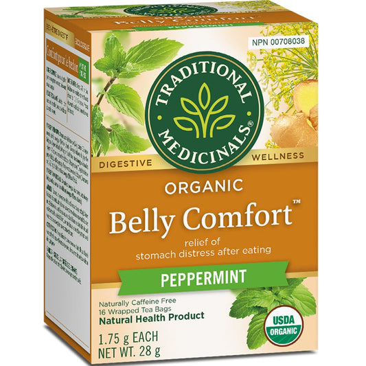 Traditional Medicinals Organic Belly Comfort Peppermint Tea, 16 Wrapped Tea Bags