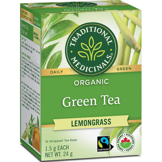 Traditional Medicinals Organic Green Tea Lemongrass Tea, 16 Wrapped Tea Bags