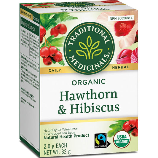 Traditional Medicinals Organic Hawthorn with Hibiscus Tea, 16 Wrapped Tea Bags
