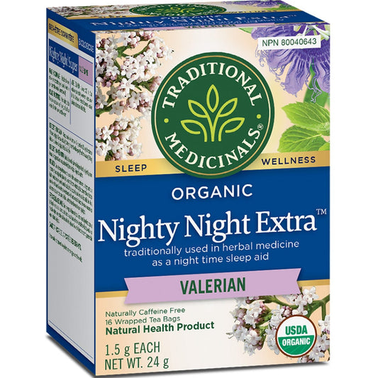 Traditional Medicinals Organic Nighty Night Valerian Tea, 16 Wrapped Tea Bags