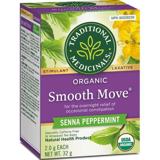 Traditional Medicinals Organic Smooth Move Peppermint Tea, 16 Wrapped Tea Bags
