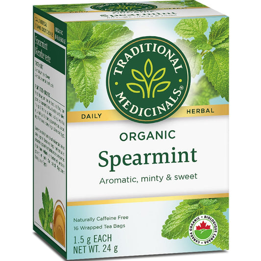 Traditional Medicinals Organic Spearmint Tea, 16 Wrapped Tea Bags