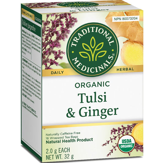 Traditional Medicinals Organic Tulsi with Ginger Tea, 16 Wrapped Tea Bags