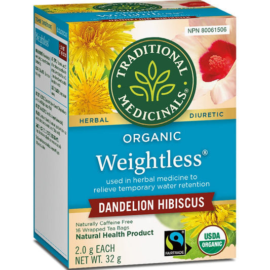 Traditional Medicinals Organic Weightless Dandelion Hibiscus Tea, 16 Wrapped Tea Bags