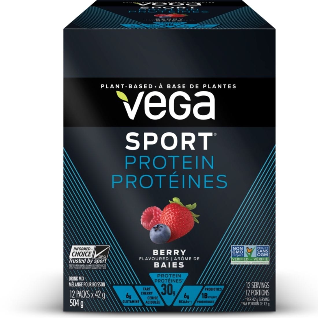 Vega Sport Protein, Plant-Based Performance Protein with 30g Protein, 5g BCAA, 5g Glutamine, 1 Billion Probiotics