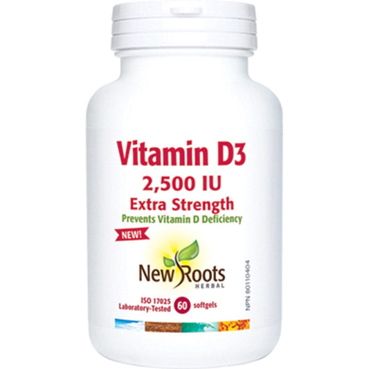 New Roots Vitamin D3 2,500IU Extra Strength Softgels