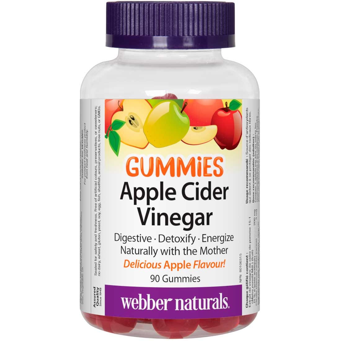 ber Naturals Apple Cider Vinegar Gummies 200mg with Mother, 90 Gumm