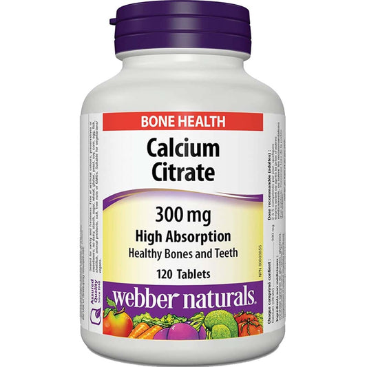 Webber Naturals Calcium Citrate 300mg, High Absorption, 120 Tablets