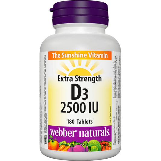 Webber Naturals Extra Strength Vitamin D3 2500IU, 180 Tablets