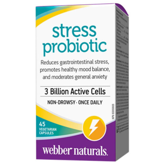 Webber Naturals Stress Probiotic, 3 billion Active Cells, 45 Vegetarian Capsules
