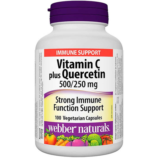 Webber Naturals Vitamin C 500mg Plus Quercetin 250mg, 100 Vegetable Capsules