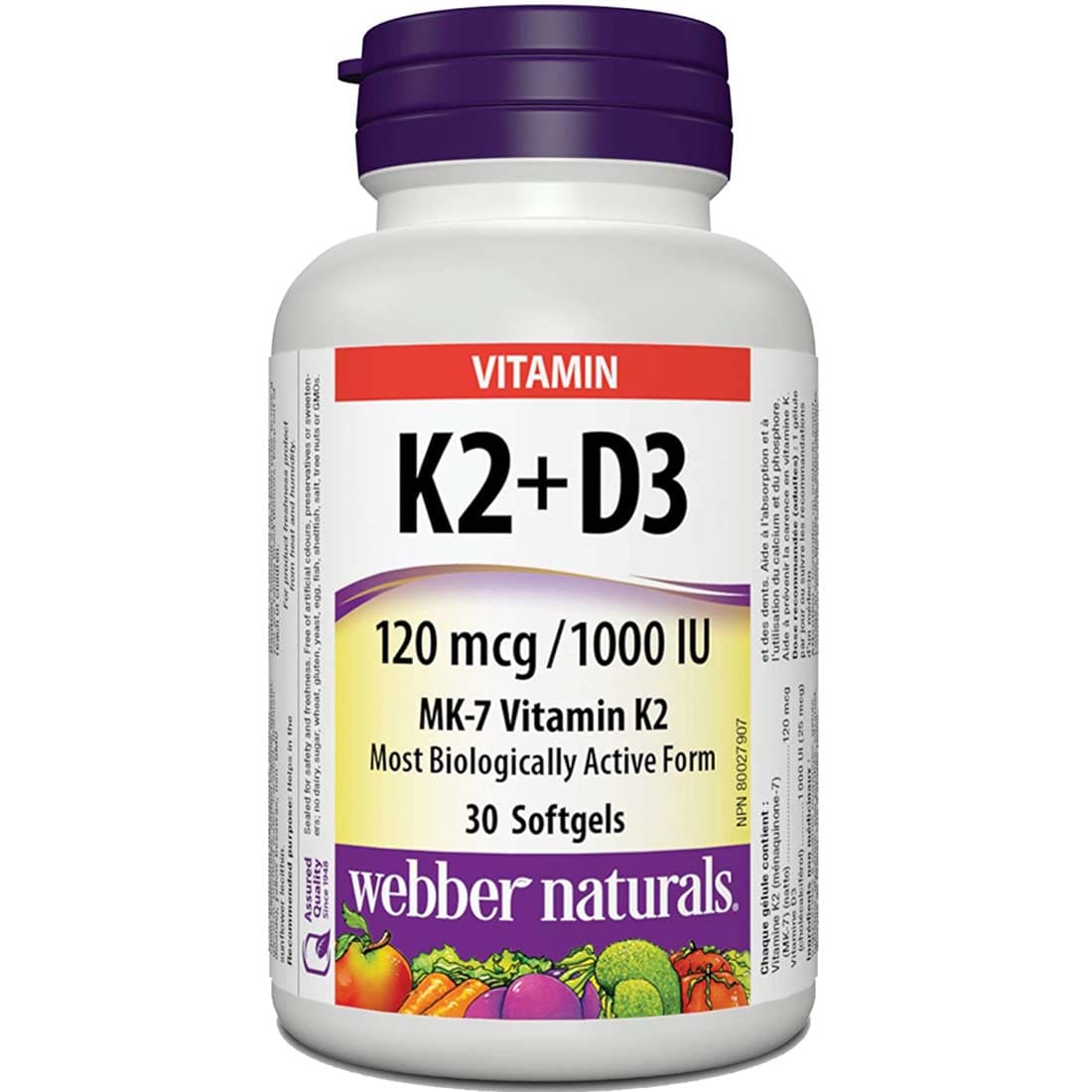 Webber Naturals Vitamin K2 and D3, 120 mcg/1,000 IU, 30 Softgels