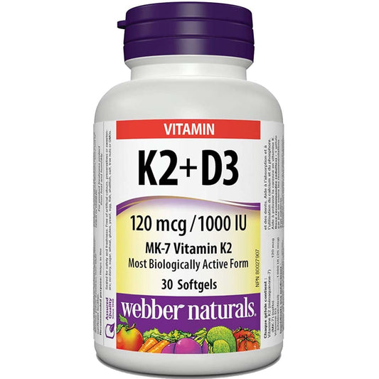 Webber Naturals Vitamin K2 and D3, 120 mcg/1,000 IU