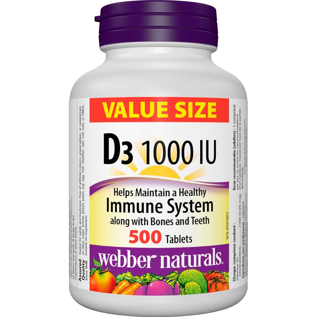 Webber Naturals Vitamin D3 Tablets, 1000IU, Value Pack